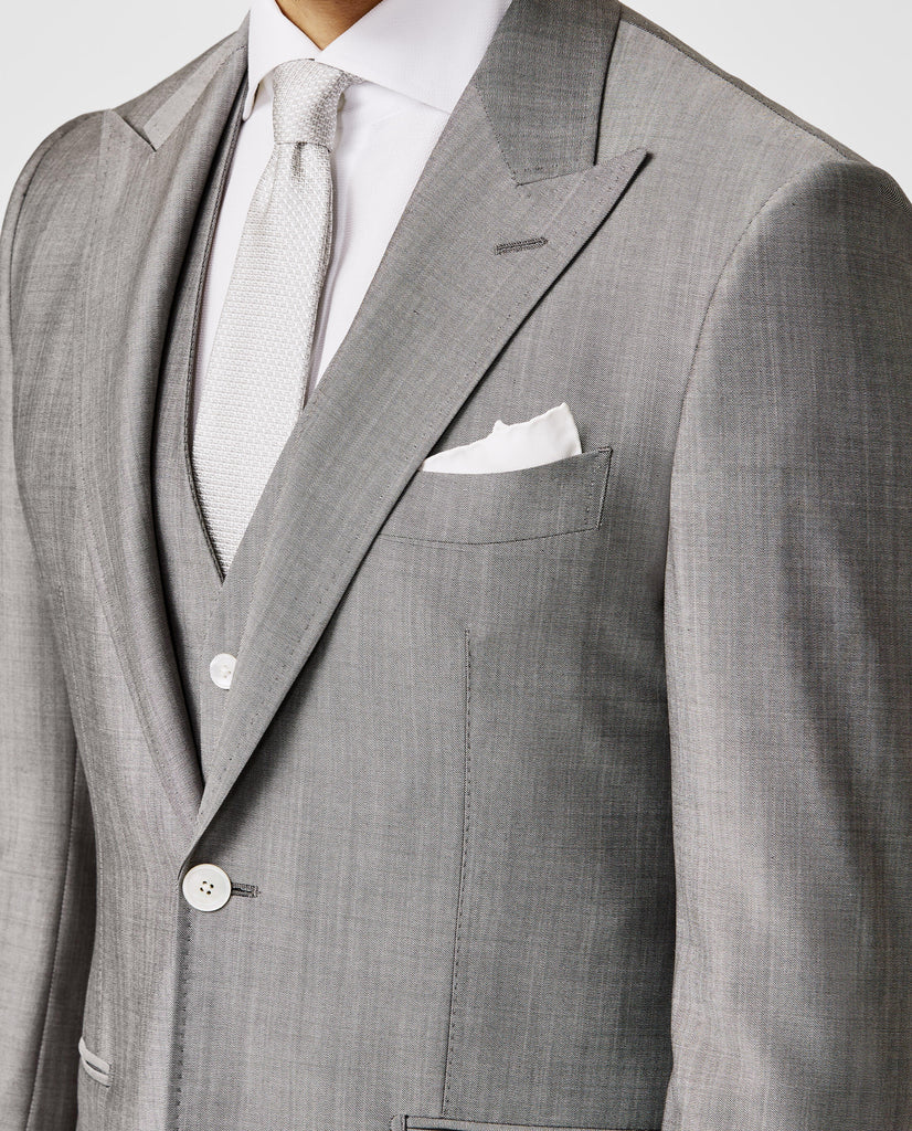 Barberis Canonico Light Grey Fine Twill Wool & Mohair Solaro Doppio Ritorto