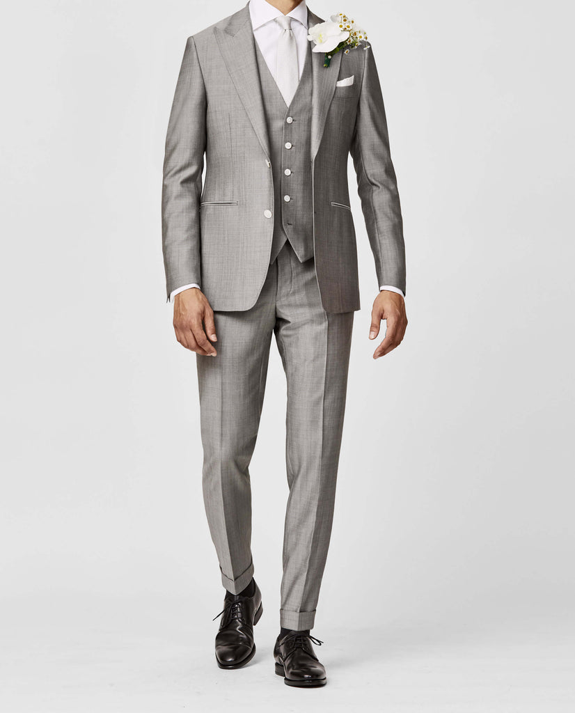 Barberis Canonico Light Grey Fine Twill Wool & Mohair Solaro Doppio Ritorto