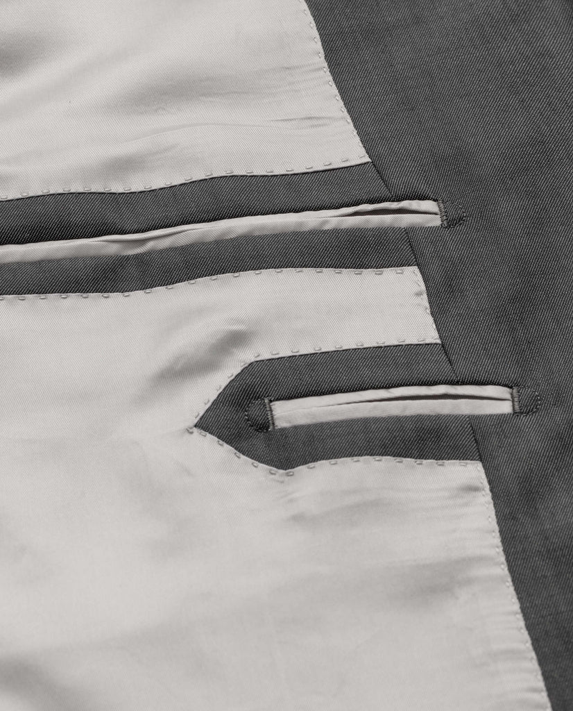 Barberis Canonico Mid Grey Fine Twill Merino Wool & Mohair Solaro Doppio Ritorto