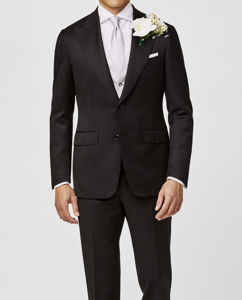 Barberis Canonico All Black Fine Twill Merino Wool & Mohair Solaro Doppio Ritorto