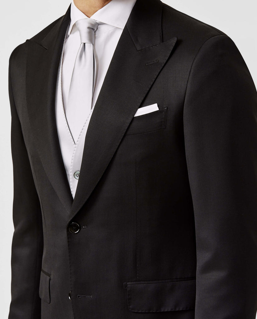 Barberis Canonico All Black Fine Twill Merino Wool & Mohair Solaro Doppio Ritorto