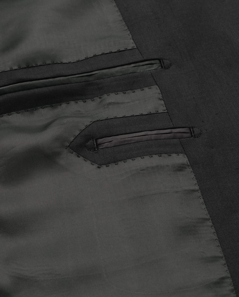 Barberis Canonico All Black Fine Twill Merino Wool & Mohair Solaro Doppio Ritorto