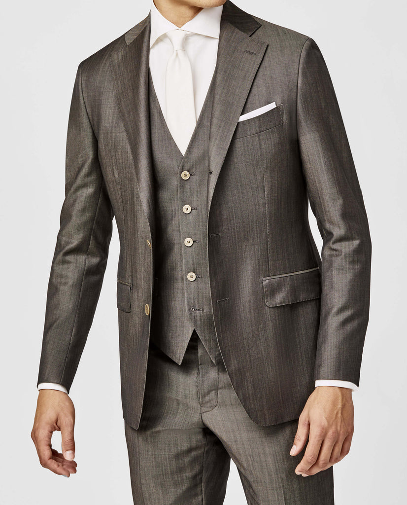 Barberis Canonico Taupe Fine Twill Merino Wool & Mohair Solaro Doppio Ritorto