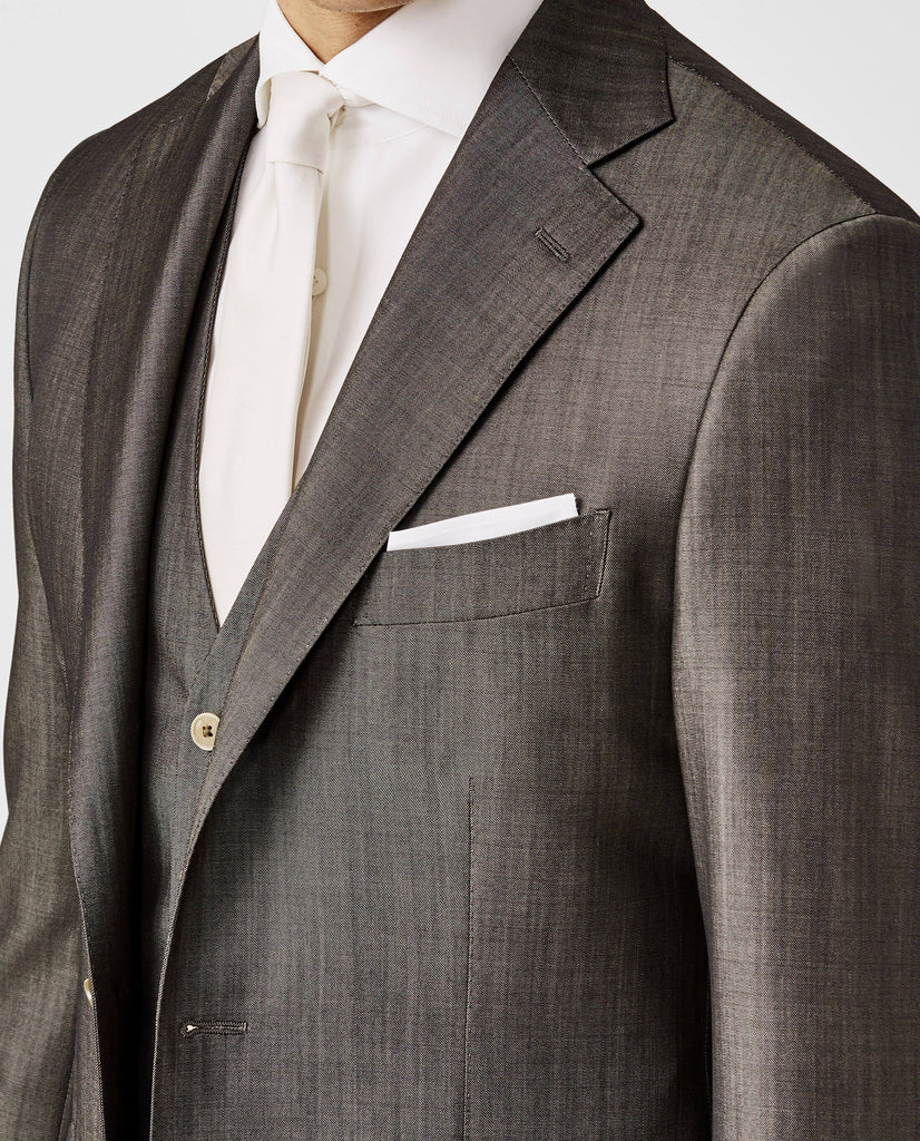 Barberis Canonico Taupe Fine Twill Merino Wool & Mohair Solaro Doppio Ritorto