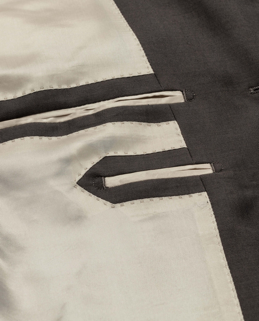 Barberis Canonico Dark Brown Fine Twill Merino Wool & Mohair Solaro Doppio Ritorto