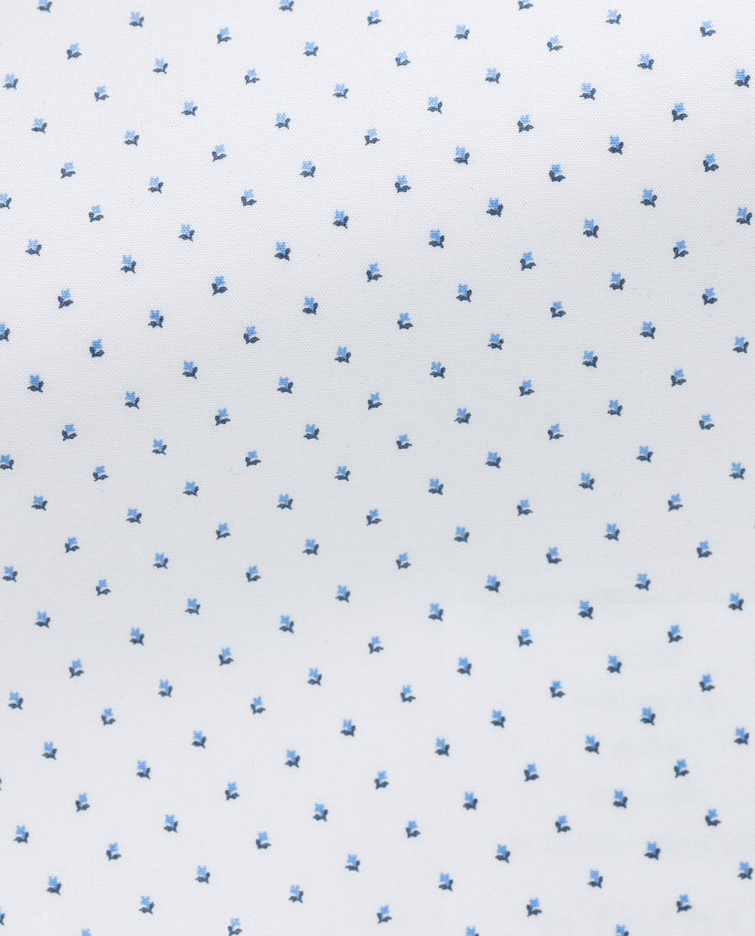 Albini White Poplin Floral Dot Cotton 365 Easy Care Cotton