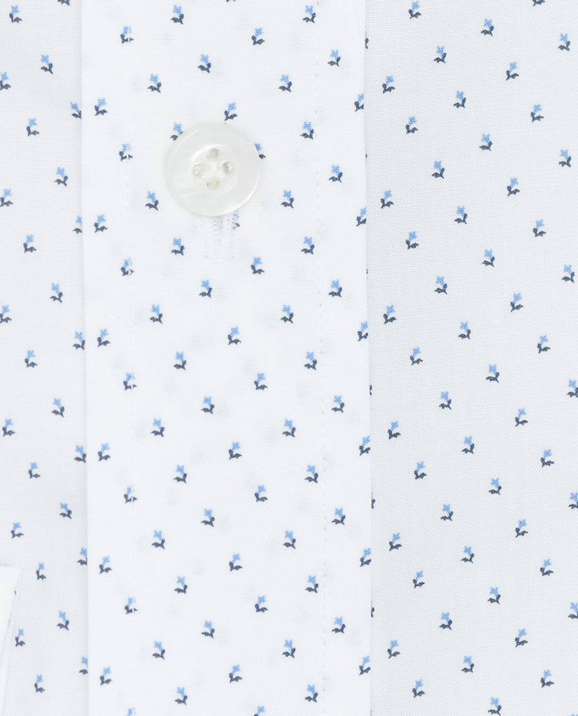 Albini White Poplin Floral Dot Cotton 365 Easy Care Cotton
