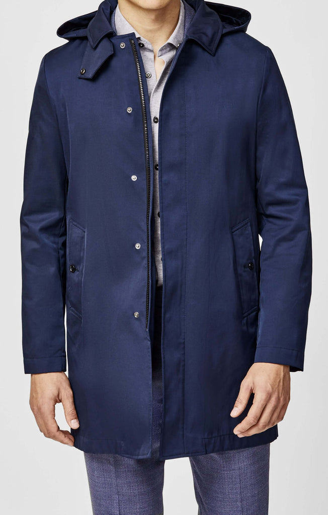 Olmetex Blue Cotton Blend Unconstructed Water-Repellent Coat