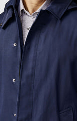 Olmetex Blue Cotton Blend Unconstructed Water-Repellent Coat