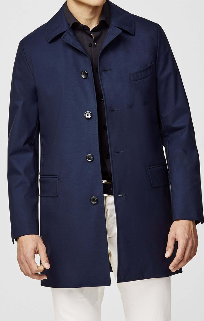 Barberis Canonico Blue Tech Wool Lightweight Water-Repellent Unconstructed Coat