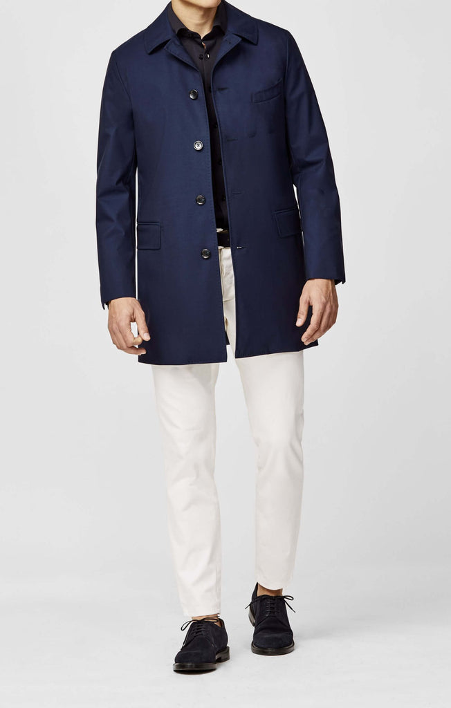 Barberis Canonico Blue Tech Wool Lightweight Water-Repellent Unconstructed Coat