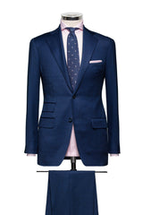 Lanificio Barberis Canonico 365 Essentials Merino Wool Mid Blue Glencheck