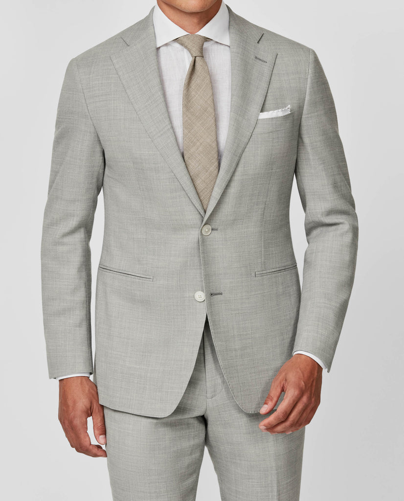 Paulo Oliveira Ice Grey Stretch Wool & Linen Blend