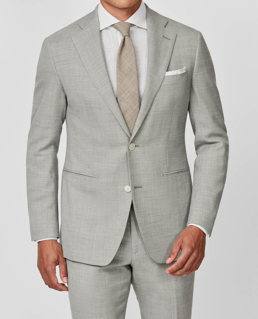 Paulo Oliveira Ice Grey Stretch Wool & Linen Blend