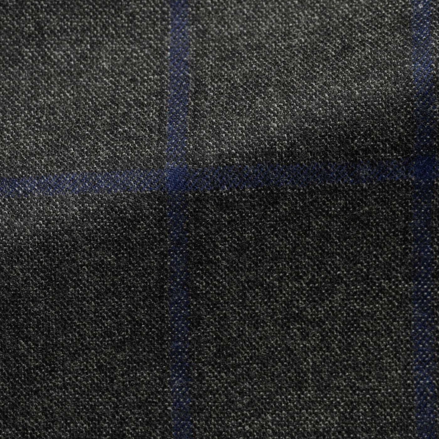 Loro Piana zelander dark grey wool with blue windowpane