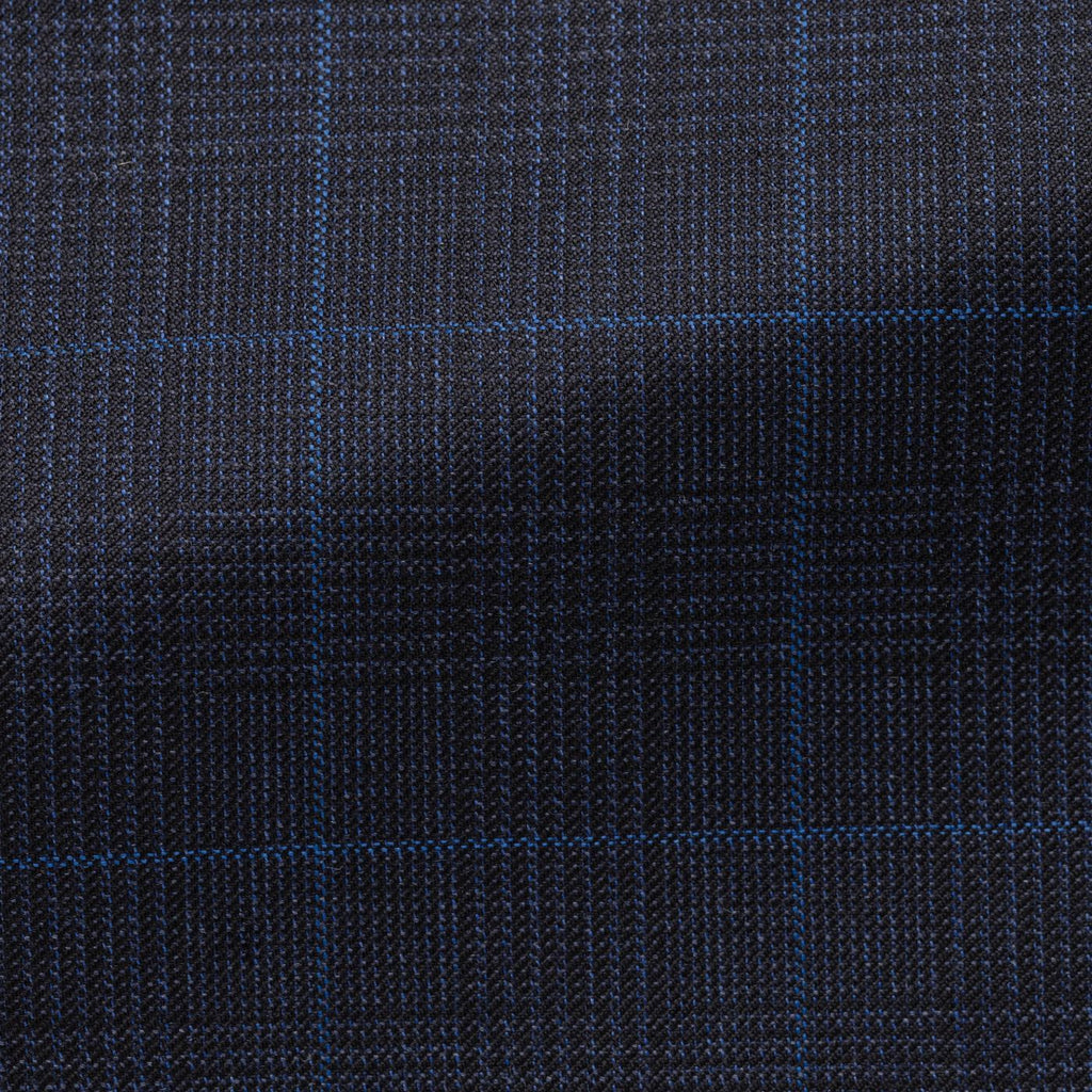 Loro-Piana-dark-blue-wool-Glen-plaid-with-blue-windowpane-BB280gr Fabric