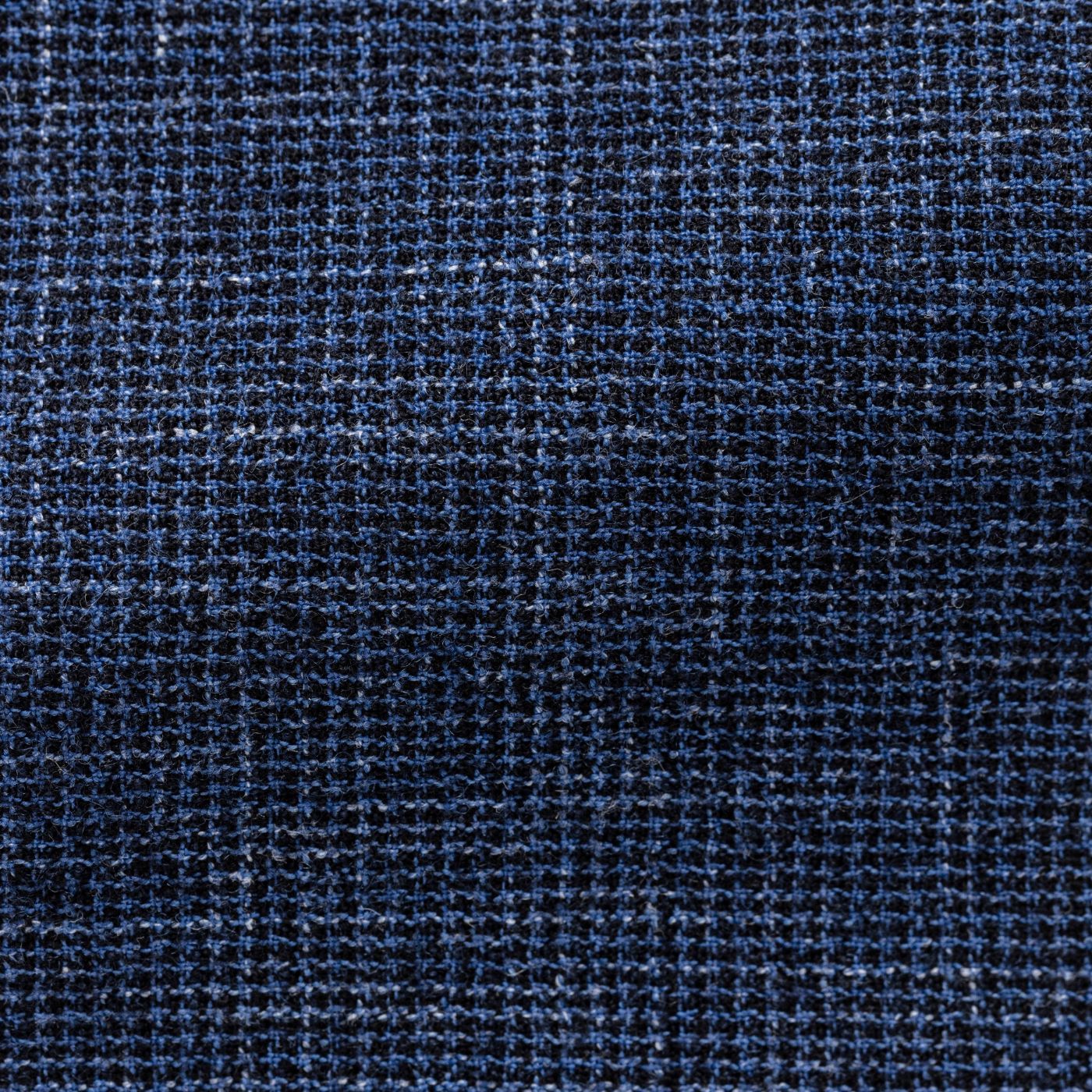 Angelico Wool & Linen Blend Bright Blue Dark Blue Brushed Houndstooth