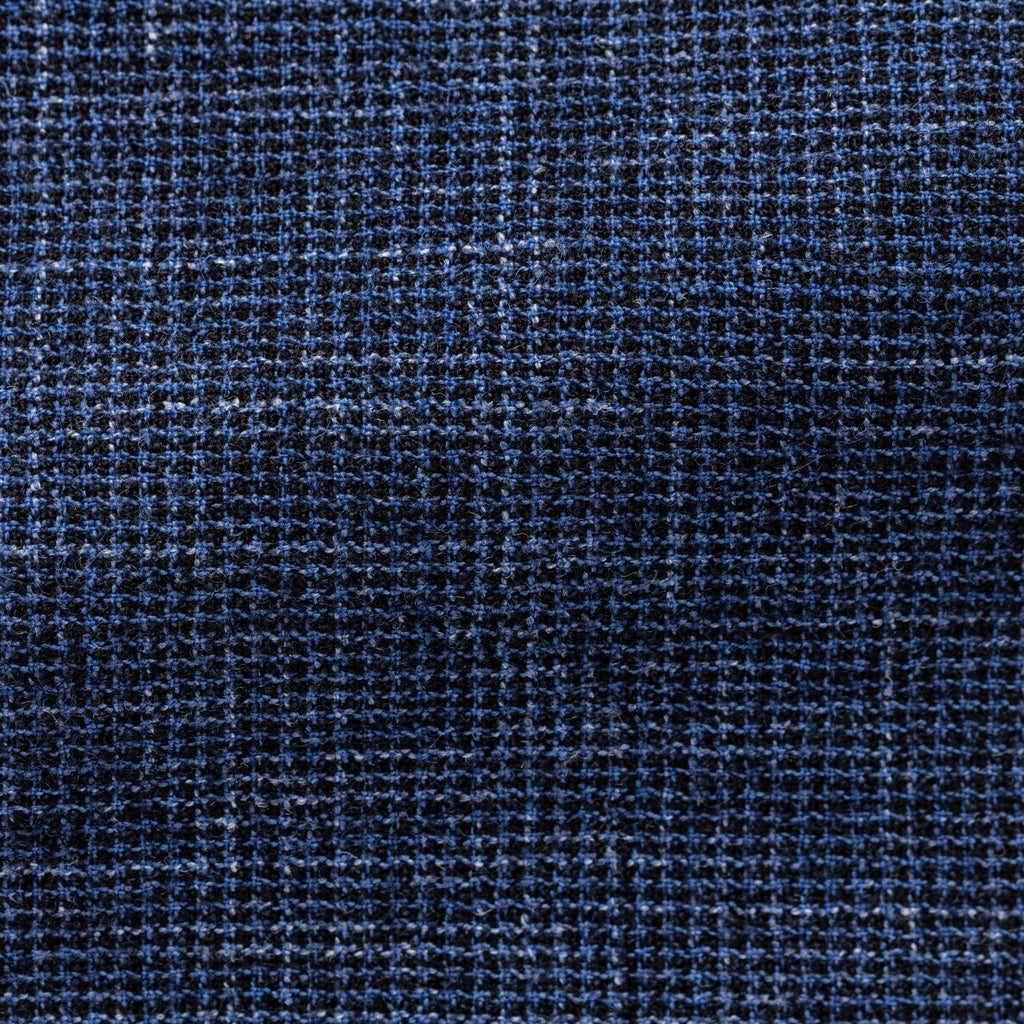 Angelico-bright-blue-dark-blue-wool-linen-brushed-houndstooth-B280gr Fabric
