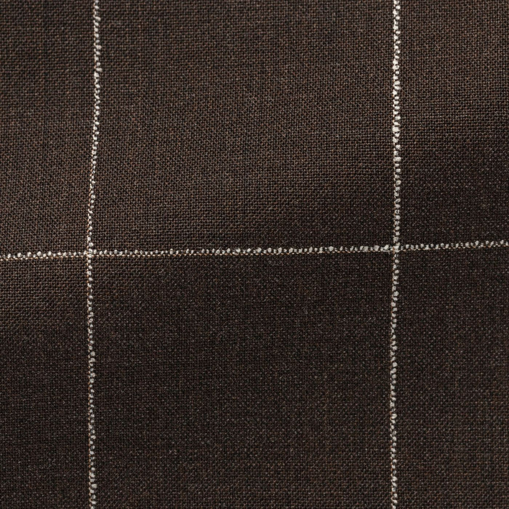 Drago-chocolate-brown-s130-wool-with-white-bouclé-windowpane-BB256gr Fabric