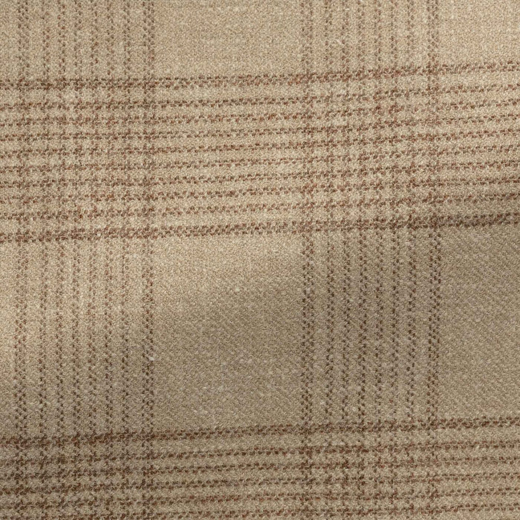 Carlo-Barbera-sand-mélange-stretch-wool-linen-blend-with-hazelnut-checkCM BB 240gr Fabric