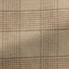 Carlo-Barbera-sand-mélange-stretch-wool-linen-blend-with-hazelnut-checkCM BB 240gr Fabric