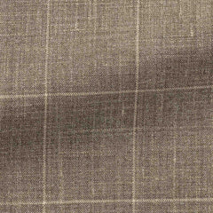 Loro-Piana-light-taupe-wool-silk-linen-with-off-white-windowpaneCM C 250gr Fabric