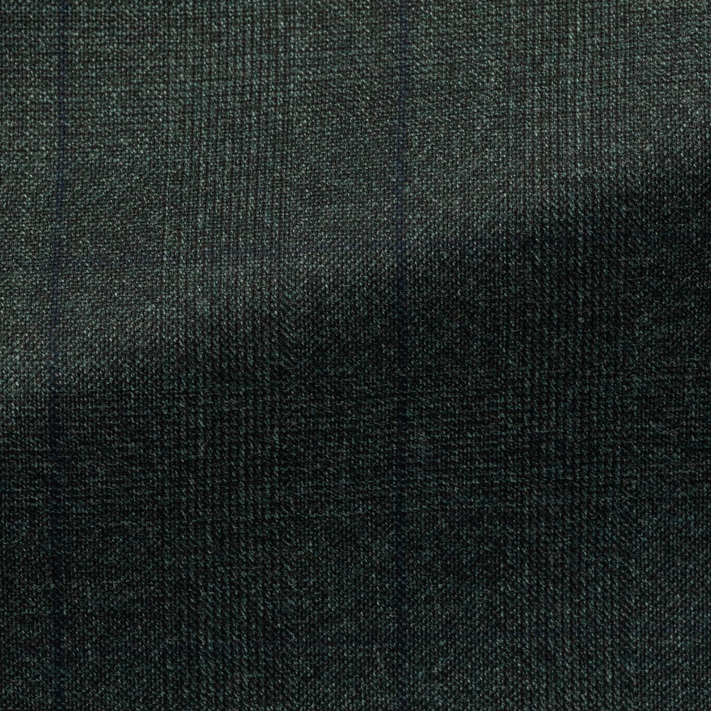 Loro-Piana-Dark-Green-S130-Wool-With-Subtle-Glencheck-And-WindowpaneCM C 280gr Fabric