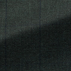 Loro-Piana-Dark-Green-S130-Wool-With-Subtle-Glencheck-And-WindowpaneCM C 280gr Fabric