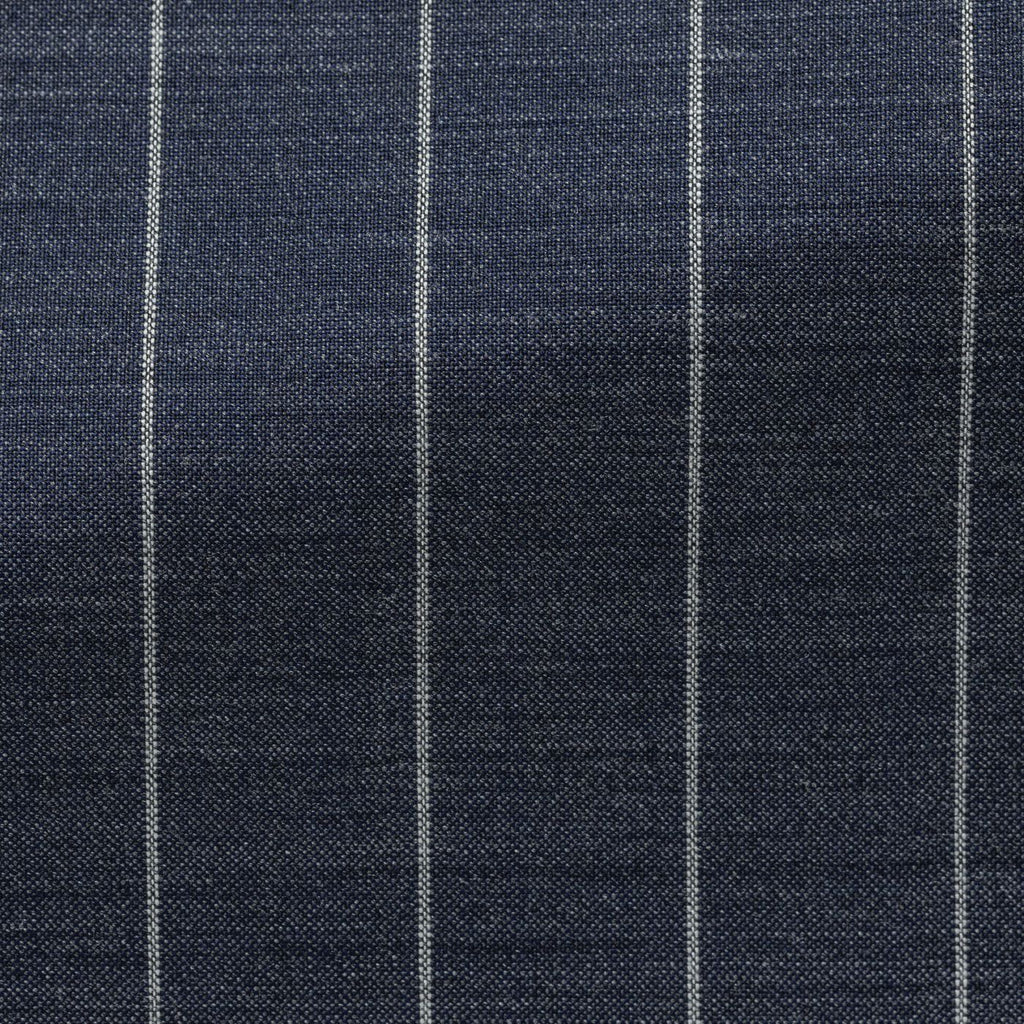 Cerruti-Indigo-S130-Wool-Plain-Weave-With-White-Pencil-StripeCM C 215gr Fabric