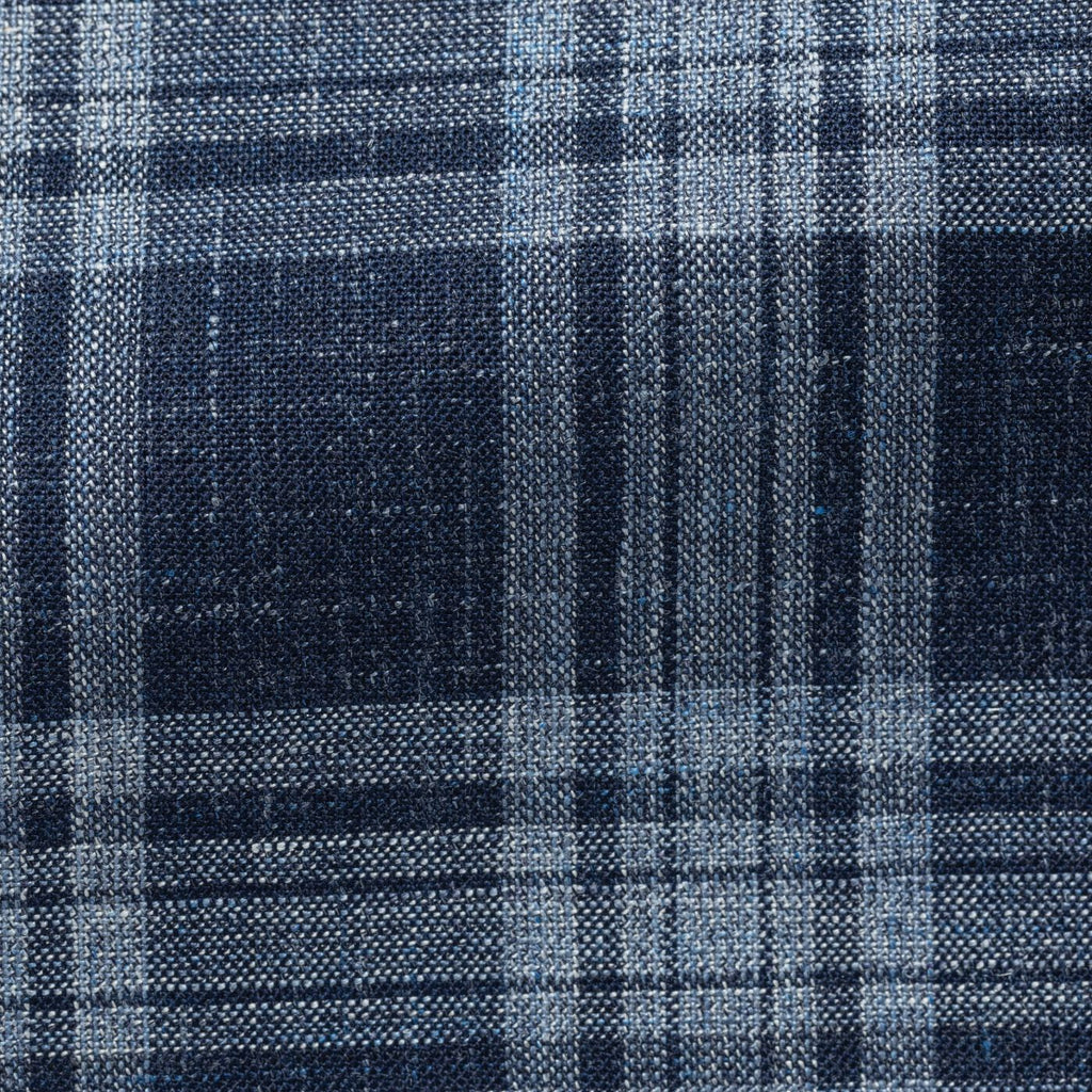 Loro-Piana-Dark-Blue-Wool-Silk-Linen-With-White-CheckCM D 250gr Fabric
