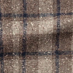 taupe-ivory-navy-linen-blend-slubbed-open-weave-with-glencheck Fabric