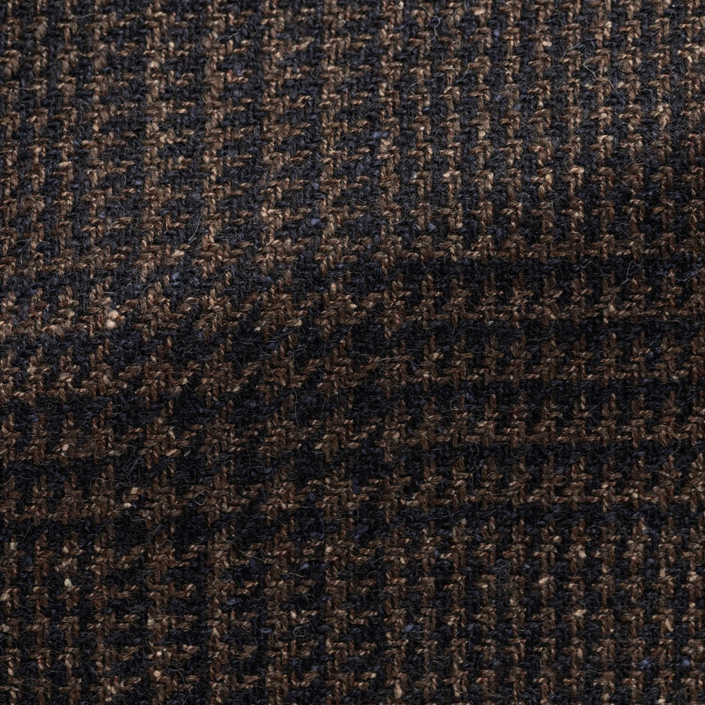 Ferla-mid-brown-navy-wool-alpaca-silk-with-glencheck-JD320gr Fabric
