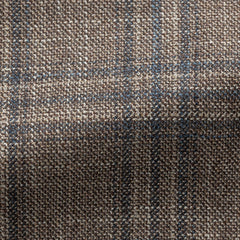Loro-Piana-Brown-Sharkskin-Wool-Silk-Cashmere-With-Royal-Blue-OvercheckCM JD 280gr Fabric
