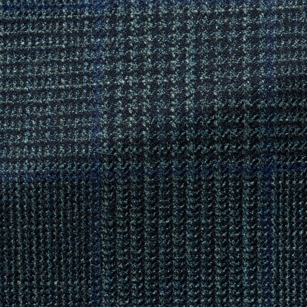 Loro-Piana-Green-Wool-Silk-Cashmere-Glencheck-With-Blue-CheckCM JD 280gr Fabric