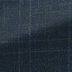 Loro-Piana-Bottle-Green-Sharkskin-Wool-Silk-Cashmere-With-Blue-OvercheckCM JD 280gr Fabric