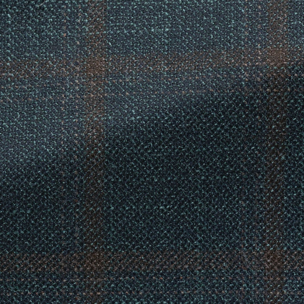 Loro-Piana-Dark-Green-Sharkskin-Wool-Silk-Cashmere-With-Dark-Brown-WindowpaneCM JD 280gr Fabric