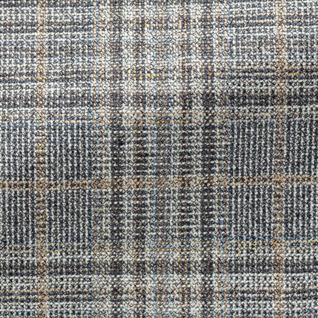 Possen-Collection-Grey-Silk-Wool-Check-With-Copper-OvercheckCM PC12 260gr Fabric