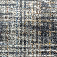 Possen-Collection-Grey-Silk-Wool-Check-With-Copper-OvercheckCM PC12 260gr Fabric