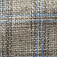 Possen-Collection-Taupe-Wool-Silk-Linen-Blend-Check-With-Light-Blue-OvercheckCM PC13 265gr Fabric
