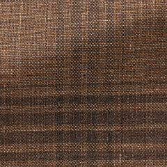 Loro-Piana-Rust-Brown-Stretch-Wool-Silk-Linen-Blend-With-Brown-CheckCM PC16 230gr Fabric
