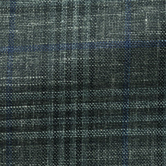 Loro-Piana-Green-Stretch-Wool-Silk-Linen-Check-With-Blue-WindowpaneCM PC16 230gr Fabric