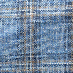 Possen-Collection-Light-Blue-Wool-Silk-Linen-Blend-Check-With-Copper-OvercheckCM PC13 265gr Fabric
