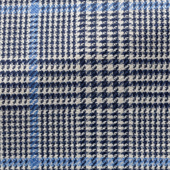 Loro-Piana-Dark-Blue-Ivory-Wool-Silk-Linen-Glen-Check-With-Light-Blue-WindowpaneCM PC16 240gr Fabric
