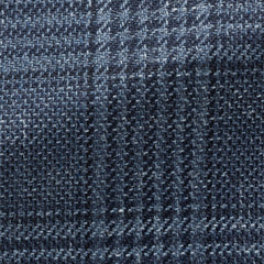 Loro-Piana-Slate-Blue-Wool-Silk-Linen-With-Navy-Glen-CheckCM PC16 290gr Fabric