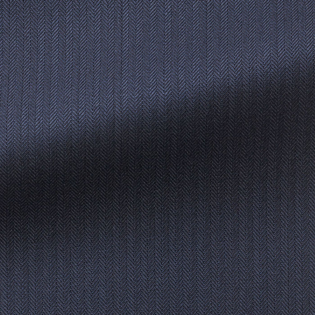 Barberis Canonico 365 Doppio Ritorto Batavia S130 Merino Wool Dark Blue Fine Herringbone