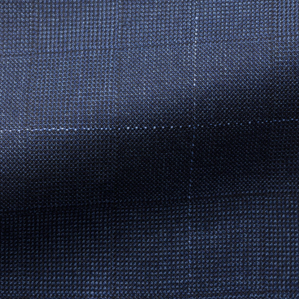 mid blue wool check with fine white windowpane Inspiration