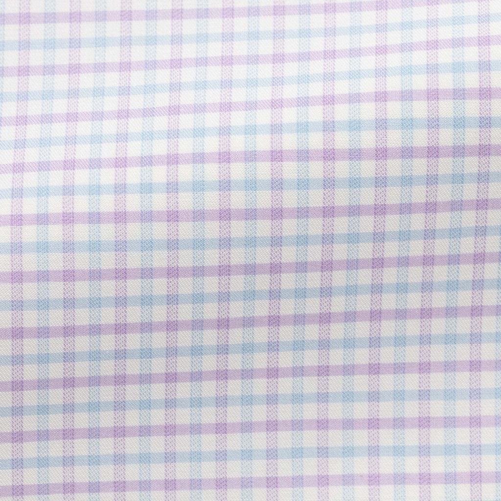 white-cotton-with-light-blue-lilac-tattersall-checkPC09 Fabric