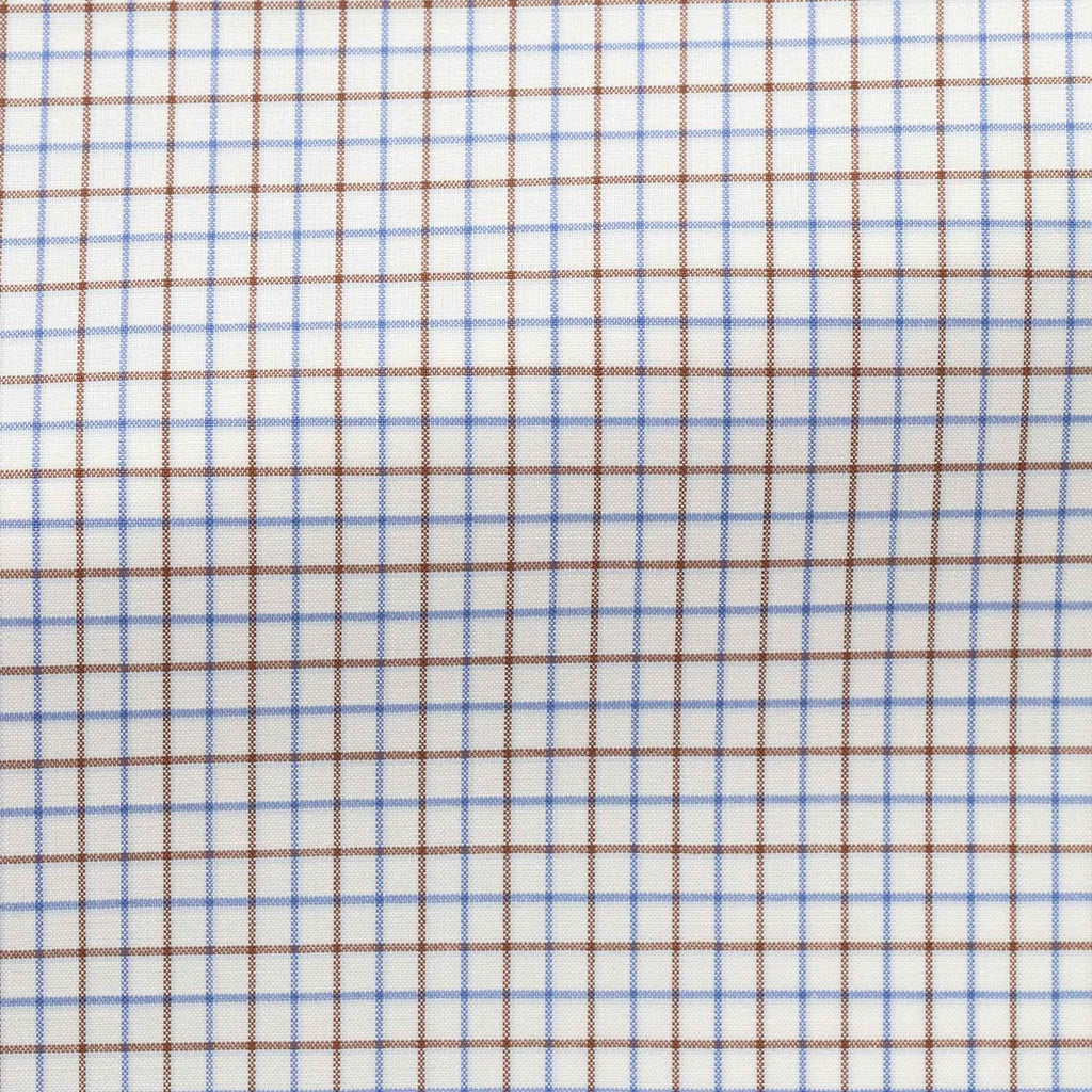 white-cotton-poplin-with-blue-brown-tattersall-checkPC09 Fabric