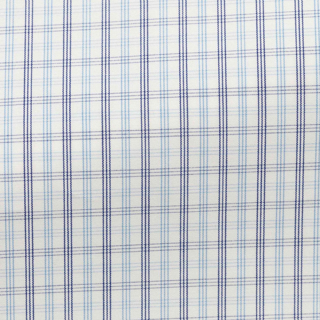 white-cotton-poplin-with-mixed-blue-checkPC15 Fabric