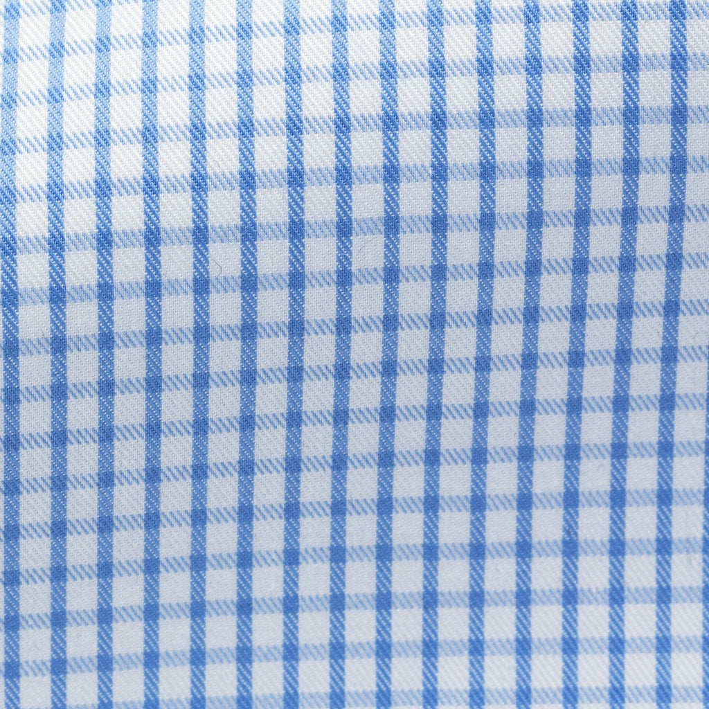White Cotton Fine Twill With Sky Blue Check Inspiration
